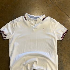 Tommy Hilfiger Classic White Polo with Striped Accents
